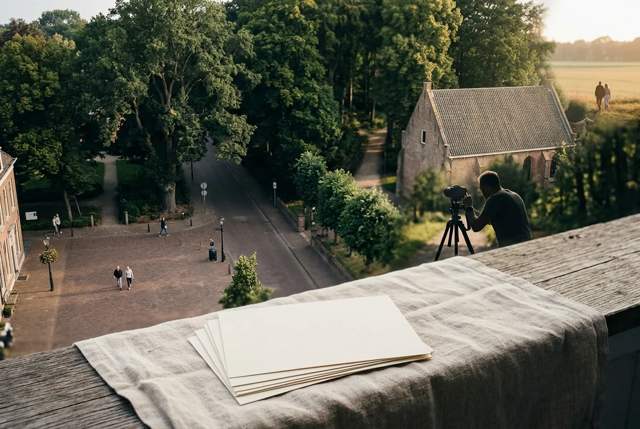 Landschap met verschillende fotolocaties en lichtinval