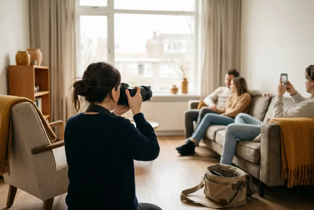 Verschil tussen smartphone- en camerafoto maken in de woonkamer