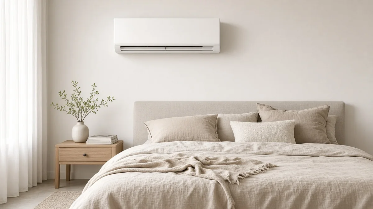 Airco in een rustige slaapkamer