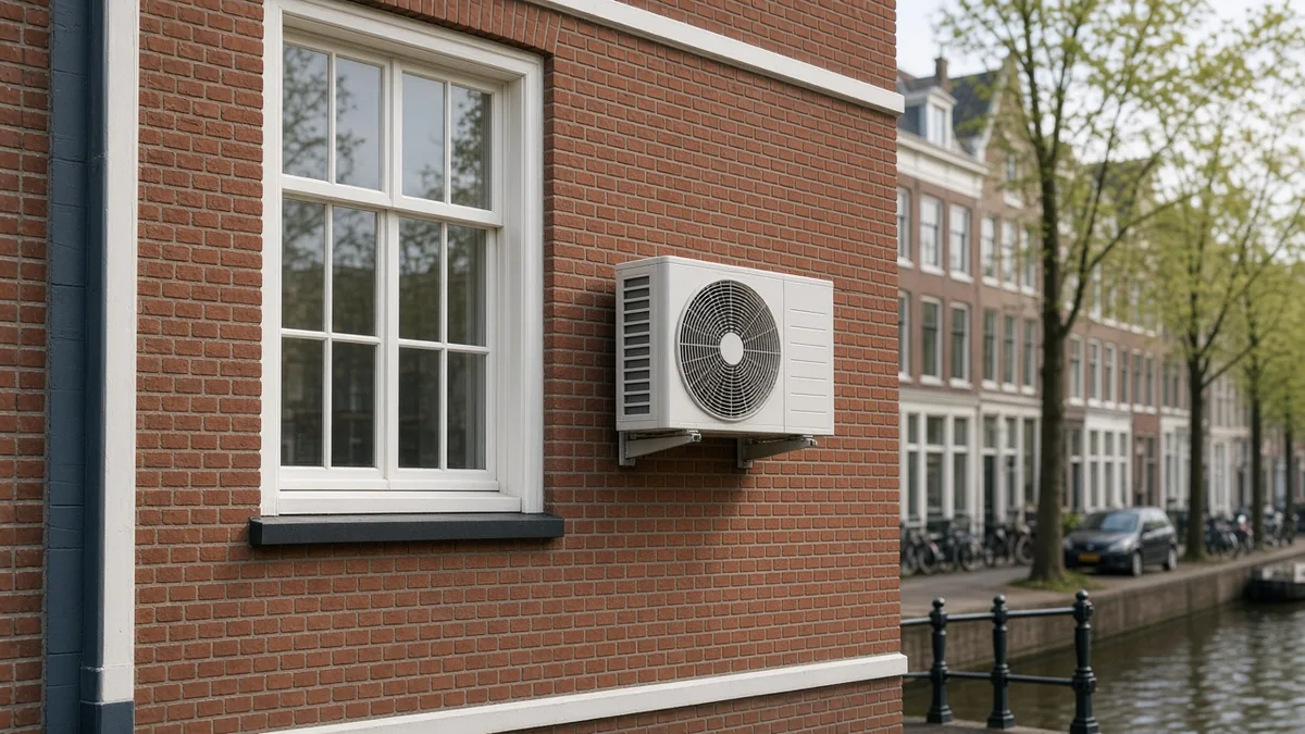 Een buitenunit aan een stadswoning