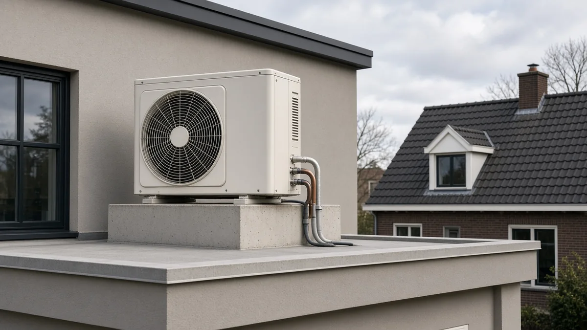 Een buitenunit op een dakconsole