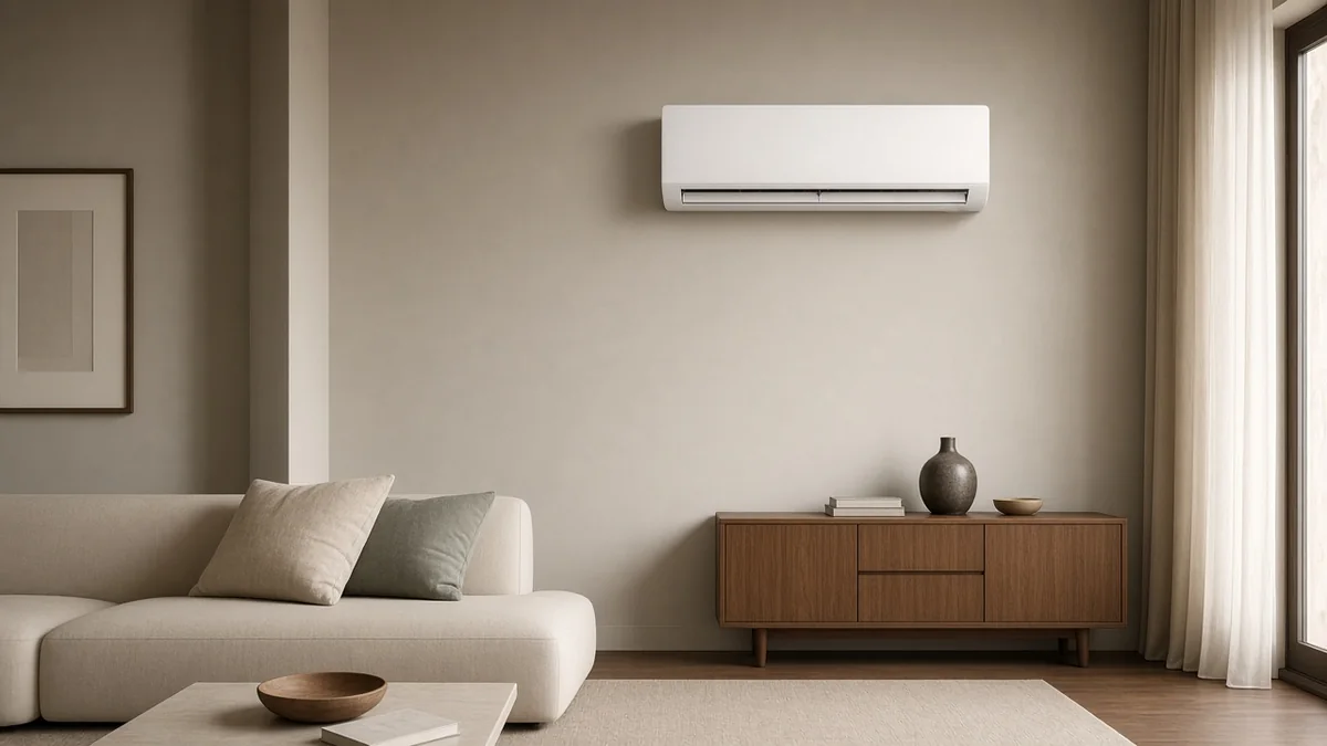 Een stille kamer met airco
